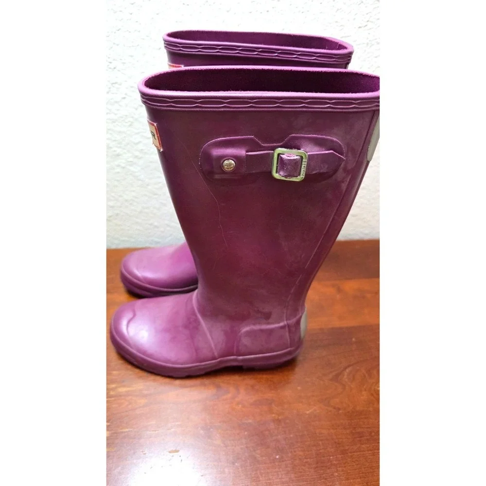 Hunter Youth Purple Adjustable Waterproof Rubber Rain Boots Size 2
